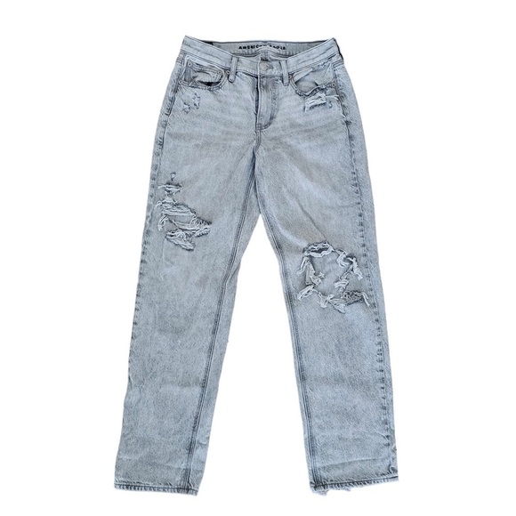American Eagle Ripped '90s Straight Jean  haze grey size 4 - Picture 4 of 13